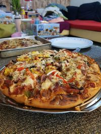 Close-up of meal served on table