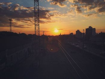 Electricity pylon at sunset