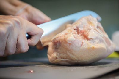 Close-up of woman preparing food