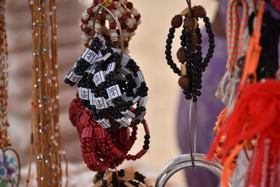 Close-up of decoration hanging for sale at market stall