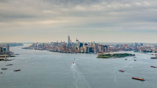 River by city against sky