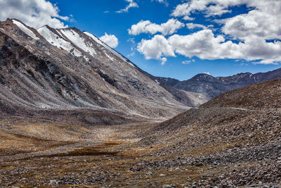 Scenic view of landscape and mountains against sky