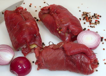 Close-up of meat and vegetables on plate