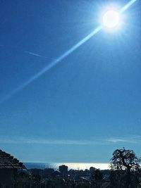 Vapor trail against clear blue sky