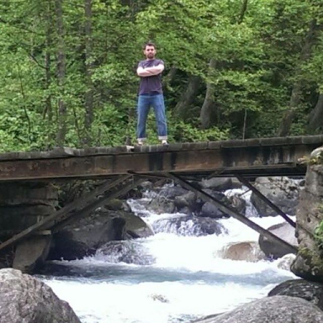 water, tree, rock - object, flowing water, nature, bridge - man made structure, connection, built structure, river, forest, mountain, beauty in nature, waterfall, scenics, rock, railing, tranquility, architecture