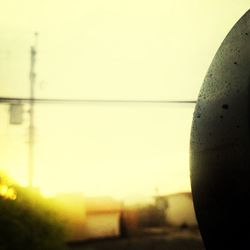 Close-up of railing against the sky