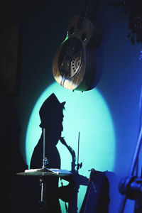 Close-up of illuminated lighting equipment