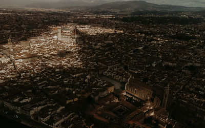 High angle view of buildings in city