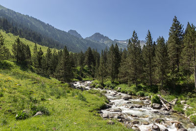 Scenic view of mountains against clear sky