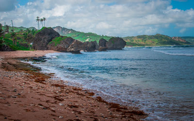 Scenic view of sea against cloudy sky