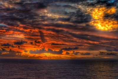 Scenic view of dramatic sky over sea