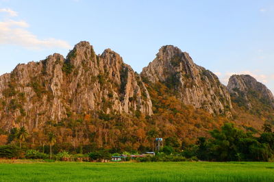 Scenic view of mountain range against sky