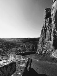 Panoramic shot of rock formations against sky