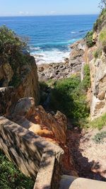 Scenic view of rocks on beach against sky