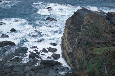 High angle view of sea shore at beach