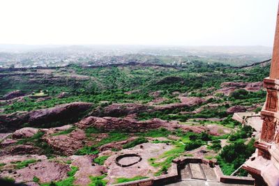 High angle view of townscape against sky