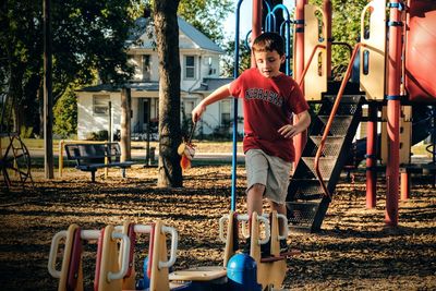 Boy playing in park