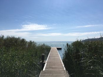 Scenic view of calm sea against blue sky