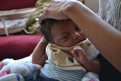 Close-up of mother and baby girl