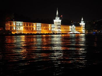 View of illuminated buildings at night