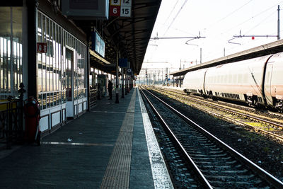 Train on railroad station platform