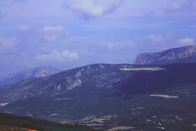 Scenic view of mountains against sky