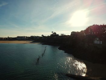 Scenic view of sea against sky at sunset