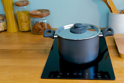 Close-up of preparing food on table at home