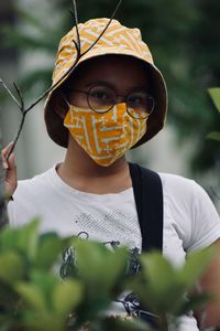 Portrait of a teenage girl wearing mask