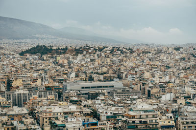 High angle view of townscape against sky