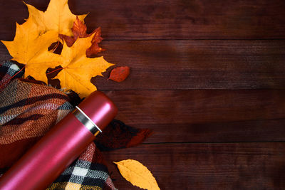 Directly above shot of beauty products on table