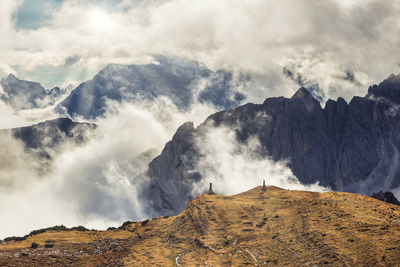 Scenic view of mountain range against sky