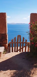 Scenic view of sea against blue sky