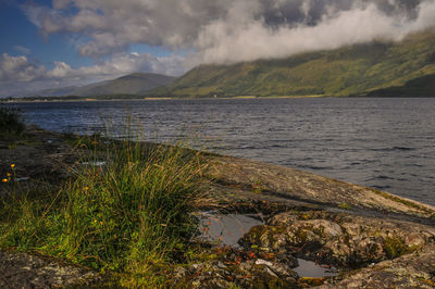 Scenic view of lake against sky