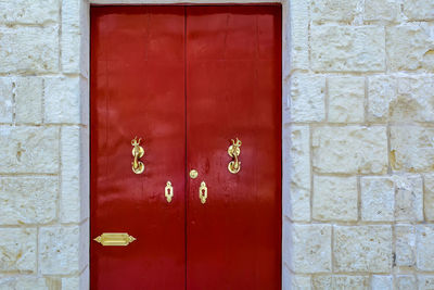 Closed door of building