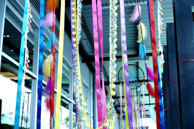 Low angle view of lanterns hanging in store