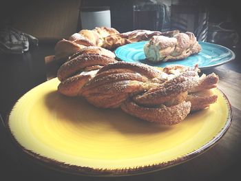 Close-up of dessert in plate on table