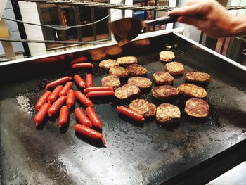 Close-up of man preparing food