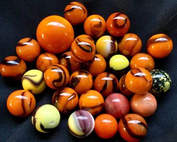 High angle view of eggs on table