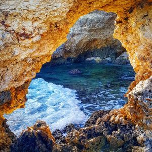 Rock formation in sea