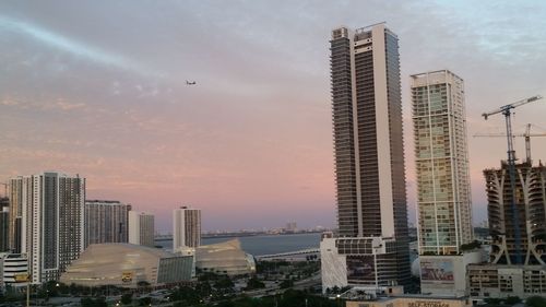 View of city at sunset