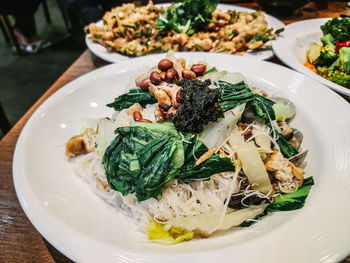 Close-up of food in plate on table