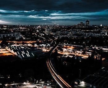 Illuminated cityscape at night