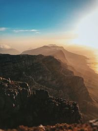 Panoramic view of mountains against sky