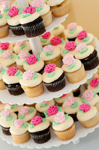 High angle view of cupcakes