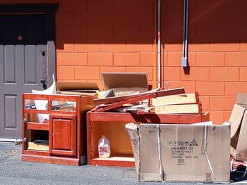 Stack of box against wall