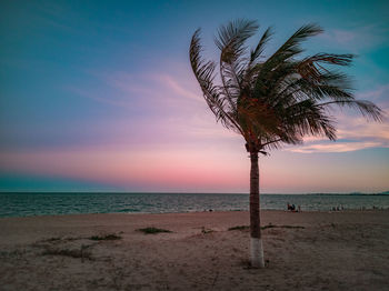 Scenic view of sea against sky at sunset