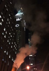 Illuminated buildings at night