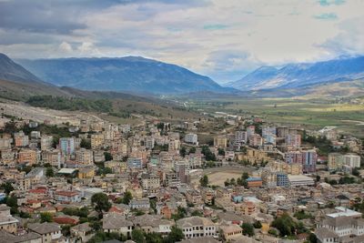High angle view of city