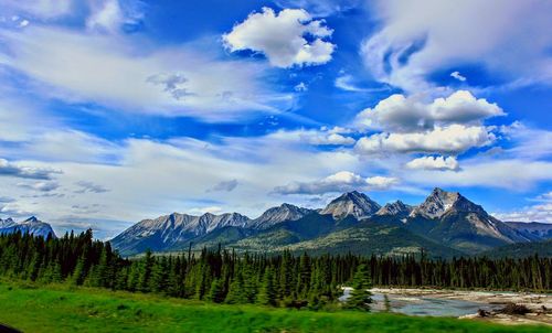 Scenic view of mountains against sky
